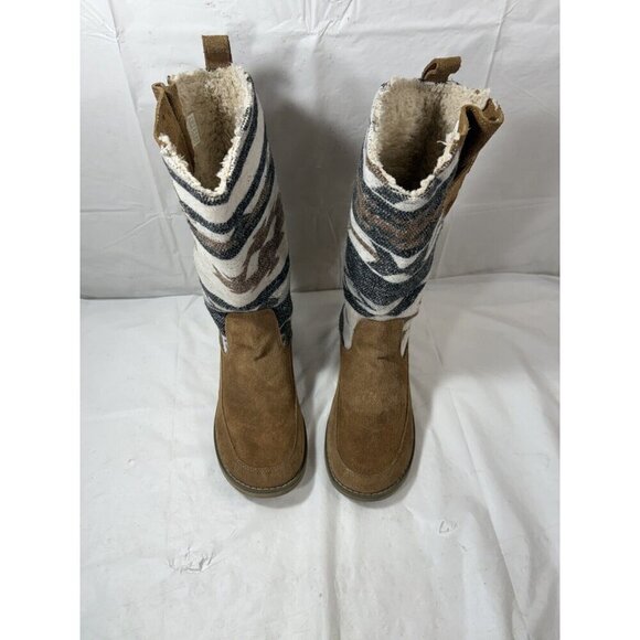 Sanuk Brown Navajo Suede Tall Faux Fur Boots Winter Warm Women's Sz 7 - Picture 2 of 15